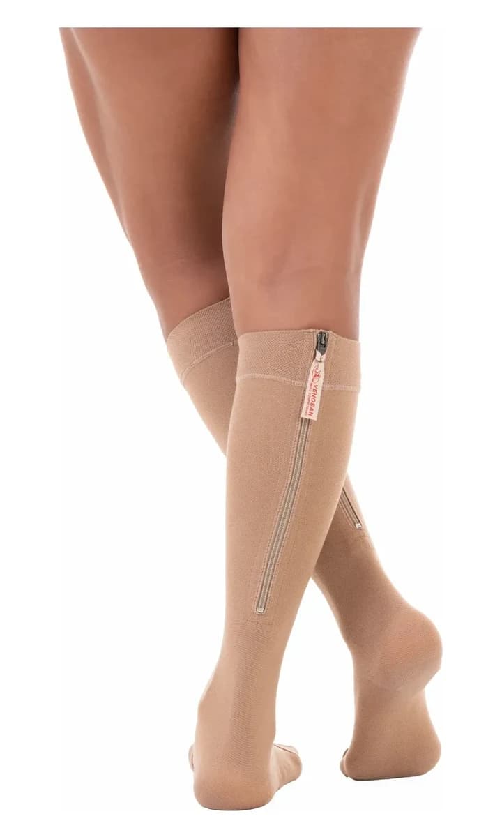 Venosan Comfortline Cotton com Zíper AD 20-30 mmHg Curta Pé Aberto Bege